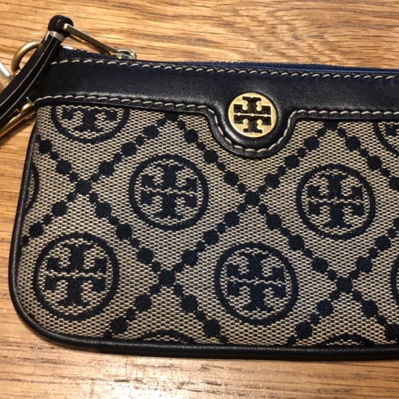 Tory Burch jacquard zippered coin purse /card case with key chain - Picture 2 of 5